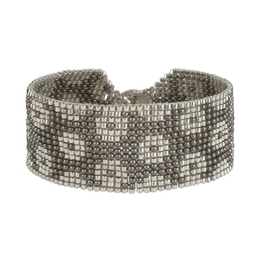 Brazalete Telar Plata Medio Rondanas Gris Aperlado